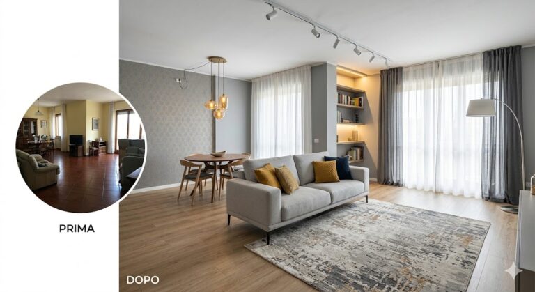 rinnovare casa senza ristrutturare prima e dopo restyling salotto moderno